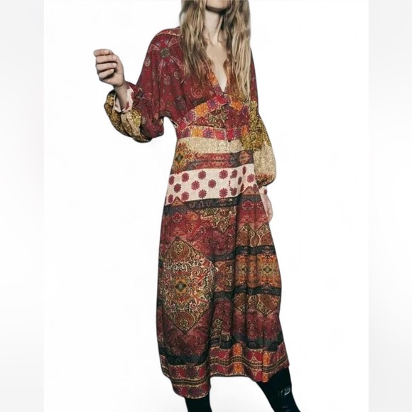 Zara Dresses & Skirts - Zara Boho Midi Dress – Size M